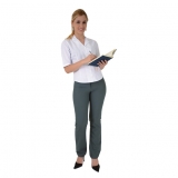 camisa social feminina manga curta uniforme cotar Raposa